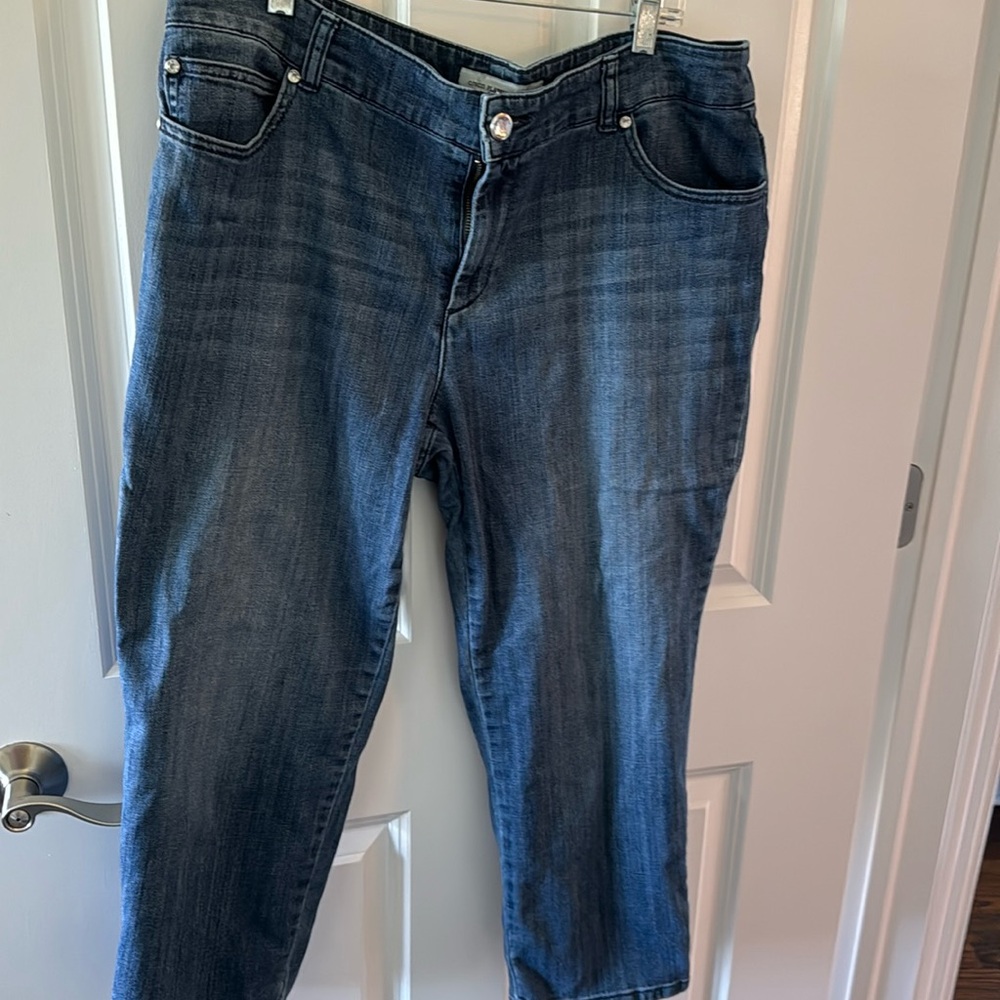 Blue jeans embellished crop jeans